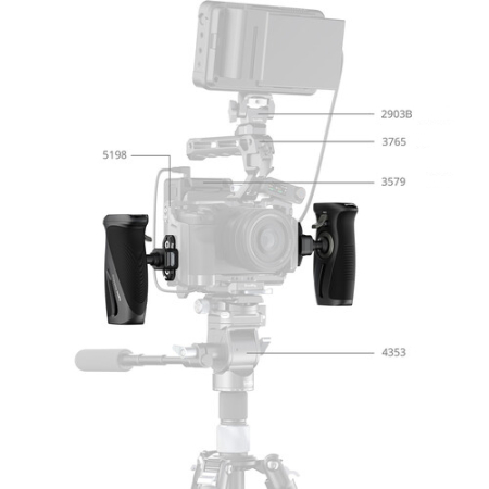 SmallRig 6405 - obrotowy uchwyt boczny z szybkozłączką HawkLock H21 (mocowanie na zacisk NATO, z szyną) - przykład użycia